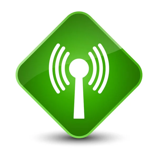 Wlan network icon elegant green diamond button — Stock Photo, Image