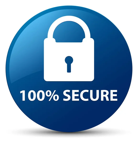 100% secure blue round button — Stock Photo, Image