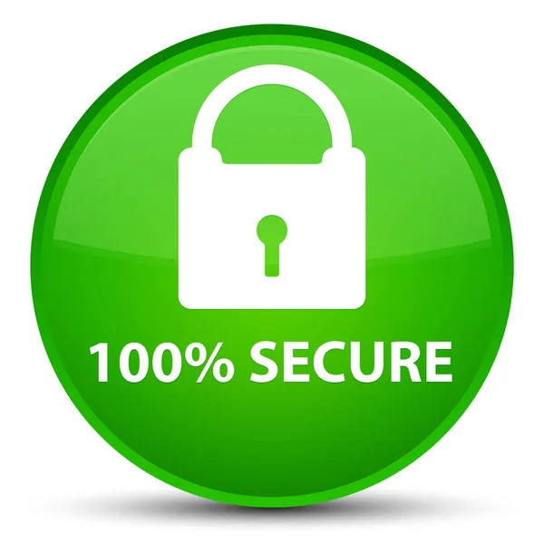 100% захищена спеціальна зелена кругла кнопка — стокове фото