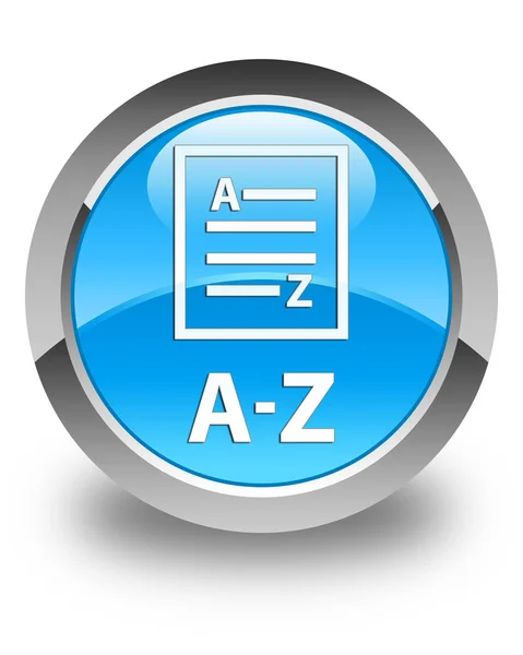 A-Z (lista sidikonen) glossy cyan blå runda knappen — Stockfoto