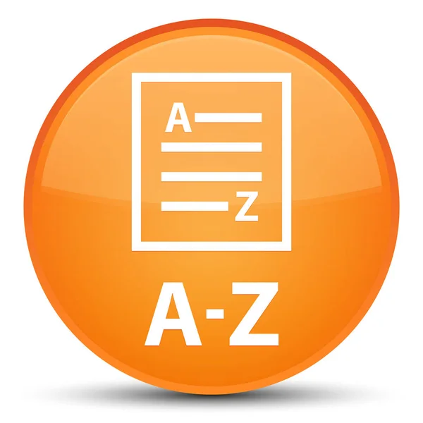 A-Z (icona pagina elenco) pulsante speciale arancio rotondo — Foto Stock