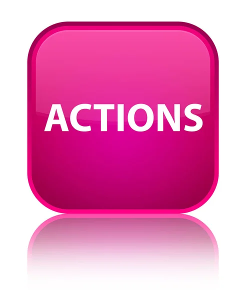 Ações botão quadrado rosa especial — Fotografia de Stock