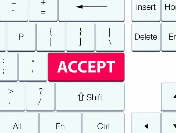 Aceitar botão de teclado rosa — Fotografia de Stock