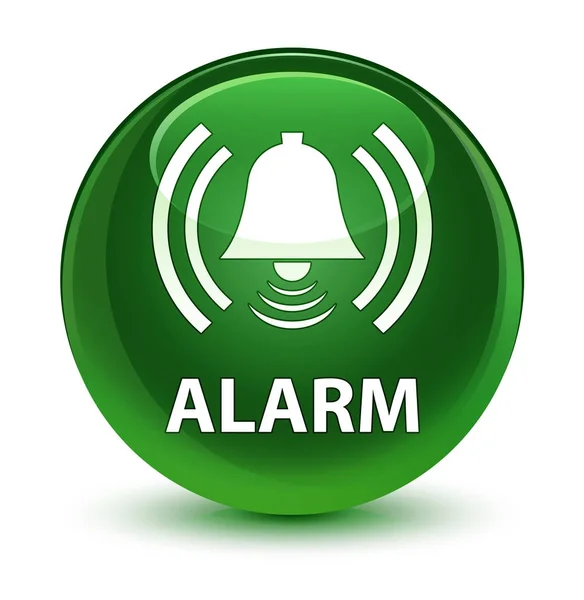 Alarme (icône cloche) bouton rond vert doux vitreux — Photo