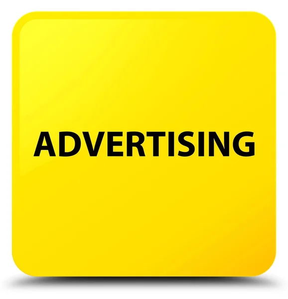 Werbung gelber quadratischer Knopf — Stockfoto