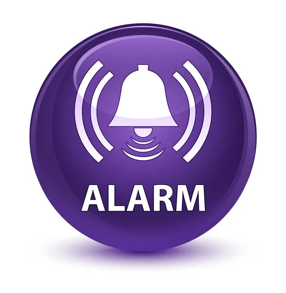 Alarme (icône cloche) bouton rond violet vitreux — Photo
