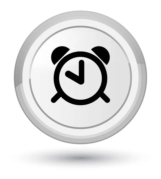 알람 시계 아이콘 프라임 화이트 라운드 버튼 — 스톡 사진