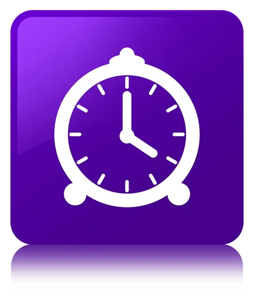 Піктограма будильника фіолетова квадратна кнопка — стокове фото