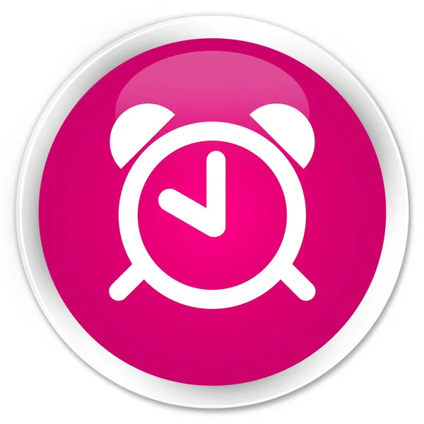 目覚まし時計アイコン プレミアム ピンク ラウンド ボタン — ストック写真