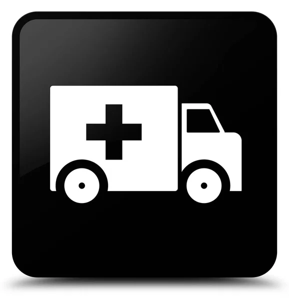 Icono de ambulancia botón cuadrado negro — Foto de Stock