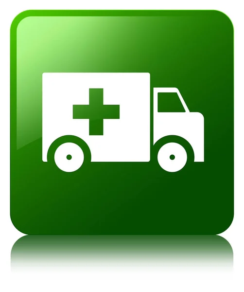 Icono de ambulancia verde botón cuadrado —  Fotos de Stock