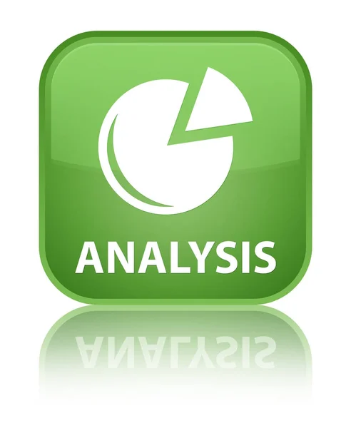 Analizy (ikonę wykresu) specjalny miękki zielony przycisk kwadratowy — Zdjęcie stockowe