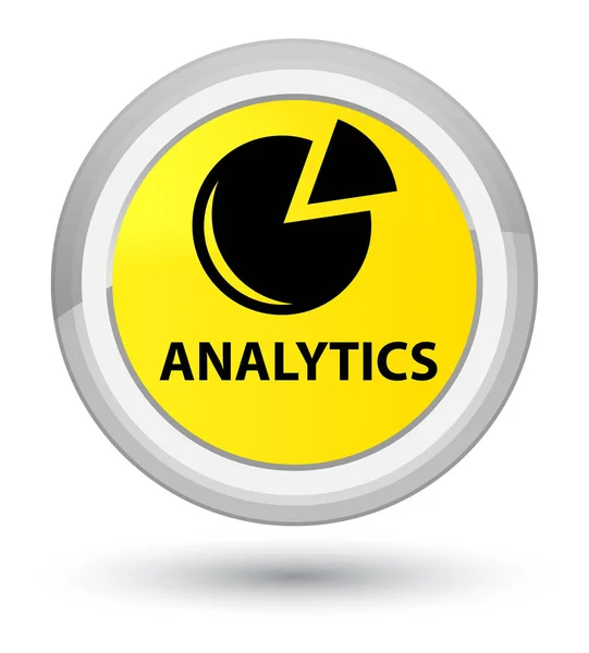Analytics (ícone gráfico) botão redondo amarelo primo — Fotografia de Stock