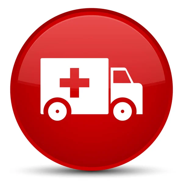 Ambulance icon special red round button — Stock Photo, Image