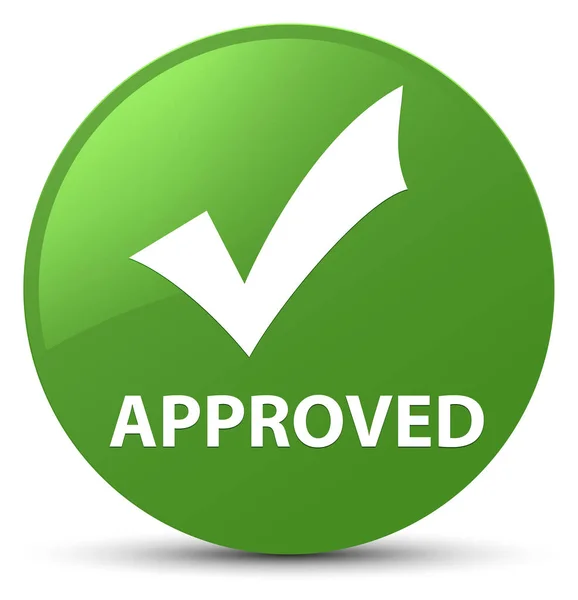 Approved (validate icon) soft green round button — Stock Photo, Image