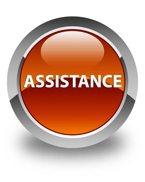 Assistance glossy brown round button — Stock Photo, Image