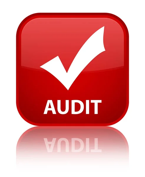 Auditoria (validar ícone) botão quadrado vermelho especial — Fotografia de Stock