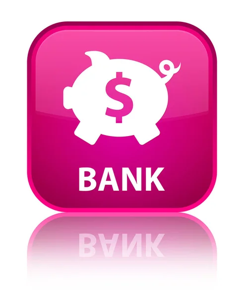 Banco (caja de cerdo signo de dólar) botón cuadrado rosa especial —  Fotos de Stock