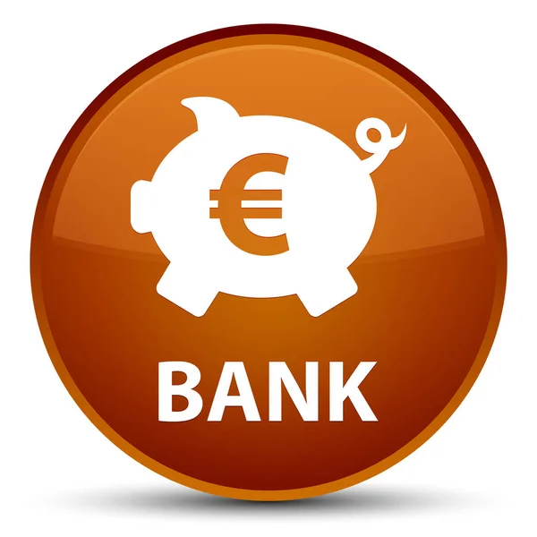 Bank (piggy box euro sign) special brown round button — Stock Photo, Image