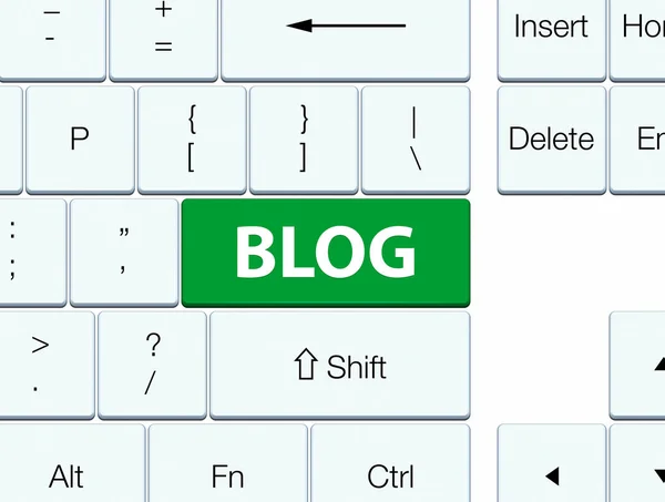 Blog buton tastatură verde — Fotografie, imagine de stoc