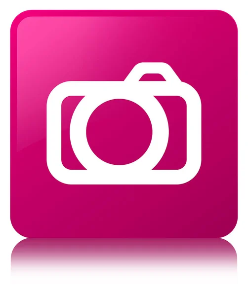 Icono de la cámara rosa botón cuadrado — Foto de Stock