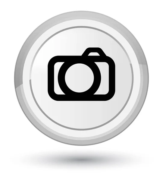 Camera icon prime white round button — Stock Photo, Image