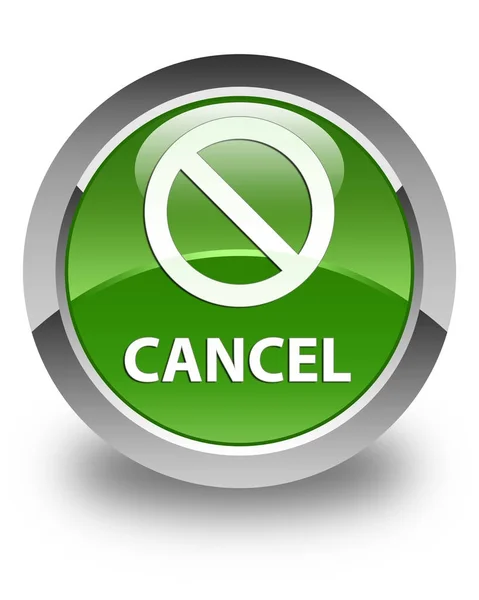 取消 (禁止标志图标) 光面软绿色圆形按钮 — 图库照片