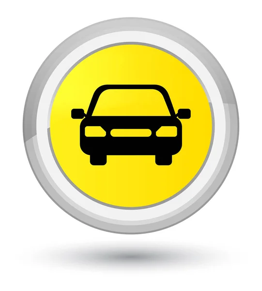Icono del coche botón redondo amarillo primo —  Fotos de Stock