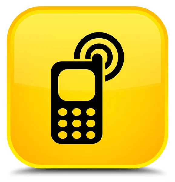 Cellphone ringing icon special yellow square button — Stock Photo, Image