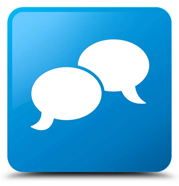 Chat bubble icon cyan blue square button — Stock Photo, Image