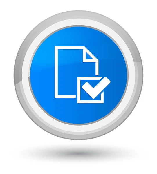 Lista de verificación icono primer botón redondo azul cian — Foto de Stock