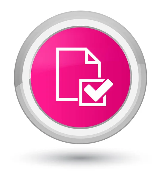 Checkliste Symbol prime rosa runden Knopf — Stockfoto