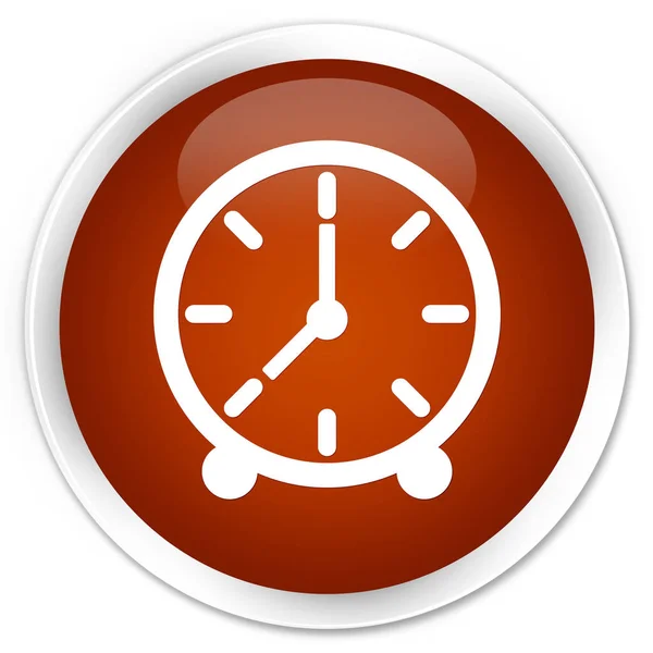 Orologio icona premium marrone pulsante rotondo — Foto Stock