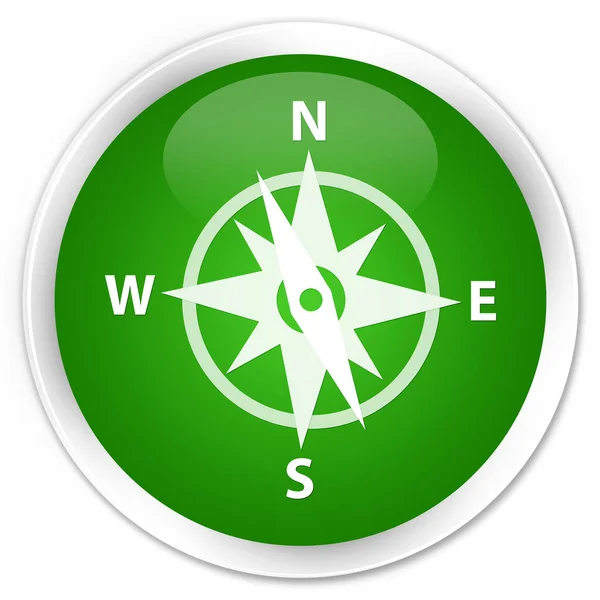 Compass icon premium green round button — Stock Photo, Image