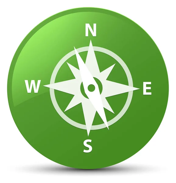 Compass icon soft green round button — Stock Photo, Image