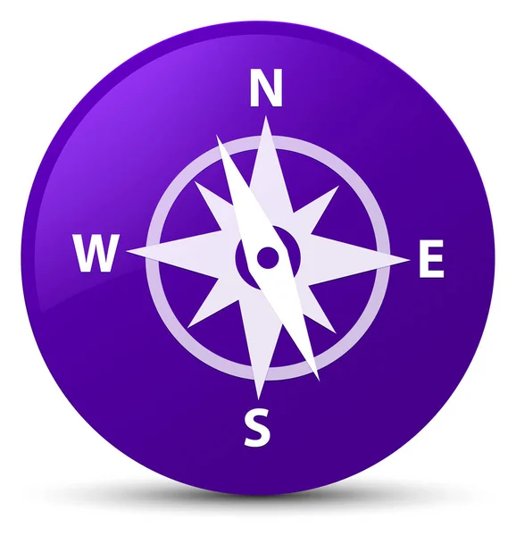 Compass icon purple round button — Stock Photo, Image