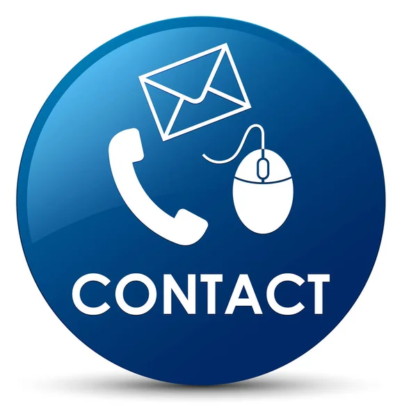 Контакт (электронная почта телефона и иконка мыши) синяя круглая кнопка — стоковое фото