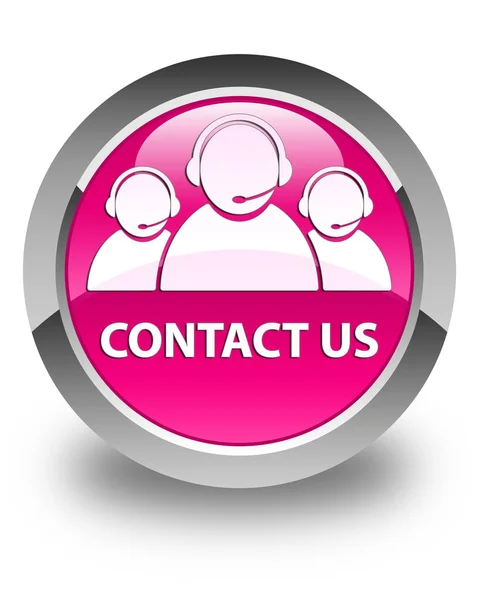 Kontaktieren Sie uns (Kundenbetreuungsteam Symbol) glänzend rosa runden Knopf — Stockfoto