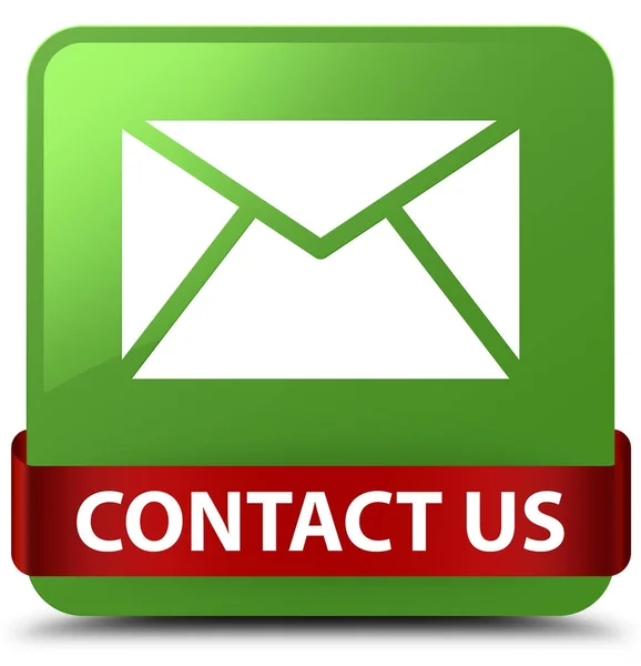 Contattaci (icona e-mail) morbido pulsante quadrato verde nastro rosso in m — Foto Stock