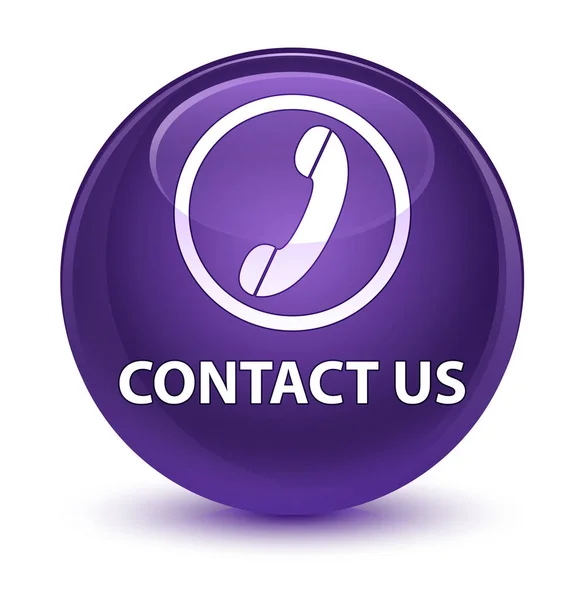 Contact us (phone icon) glassy purple round button — Stock Photo, Image