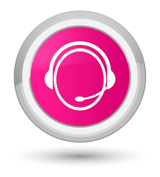 Zákazník péče služby ikona prvotřídní růžové kulaté tlačítko — Stock fotografie