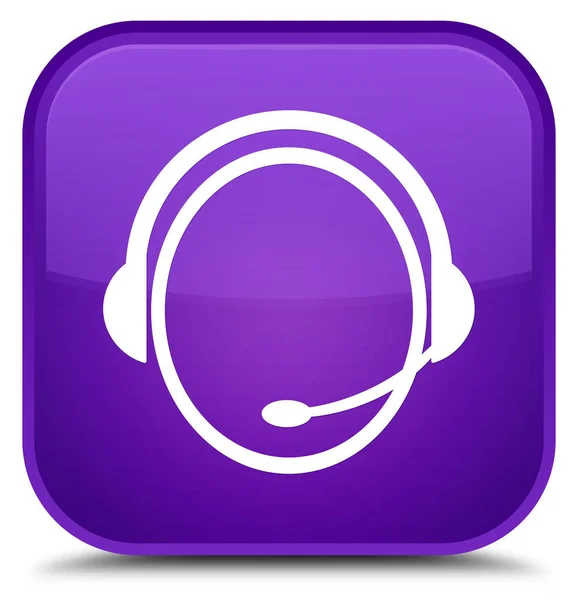 Піктограма служби обслуговування клієнтів спеціальна фіолетова квадратна кнопка — стокове фото