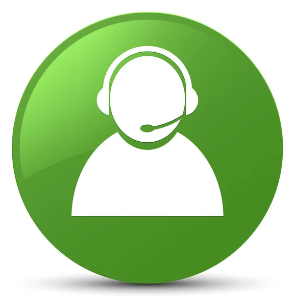 Customer care icon soft green round button — Stock Photo, Image