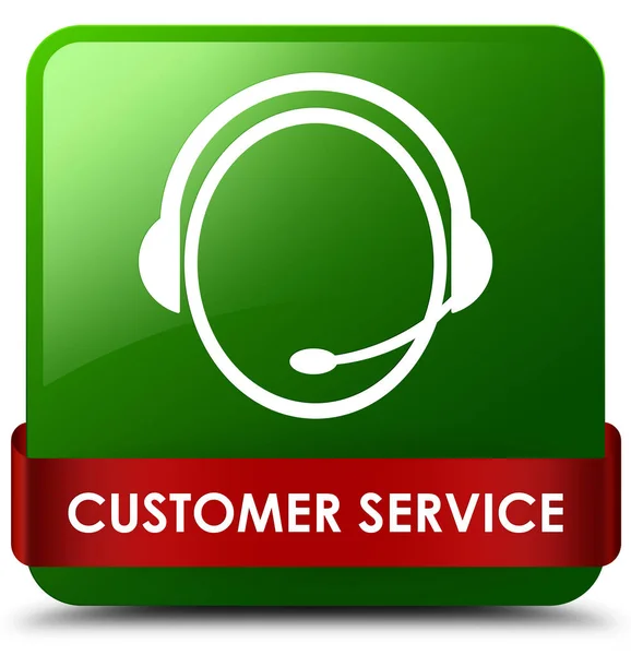 Customer service (pictogram van de zorg van de klant) groen vierkante knop Rode ri — Stockfoto