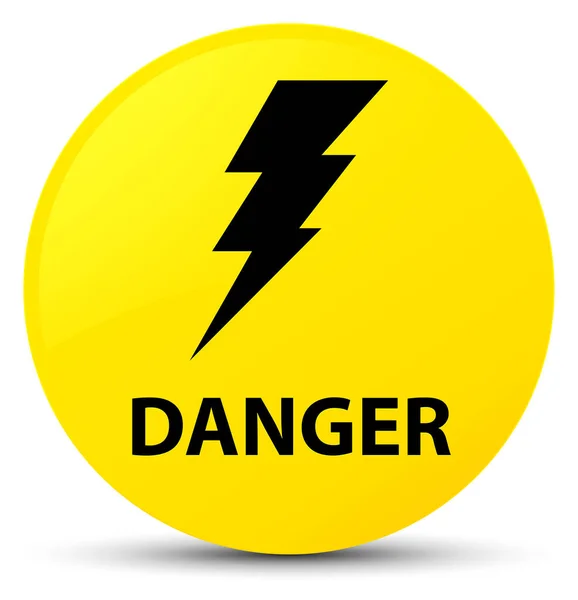 Veszély (villamos energia ikon) sárga kerek gomb — Stock Fotó