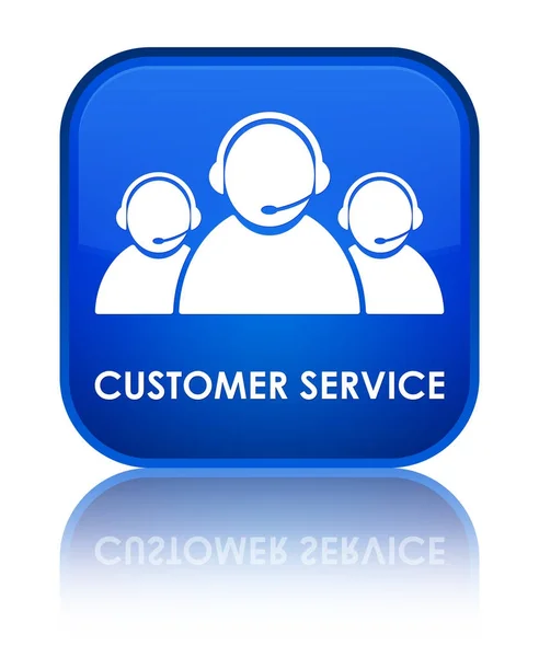 Serviço ao cliente (ícone de equipe) botão quadrado azul especial — Fotografia de Stock