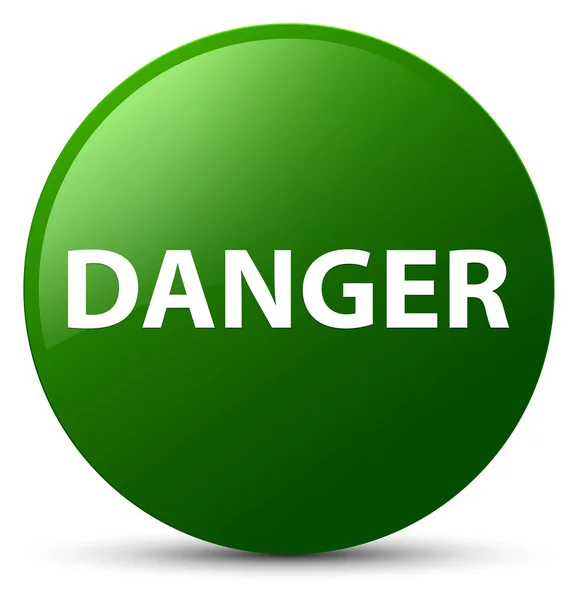 Danger botão redondo verde — Fotografia de Stock
