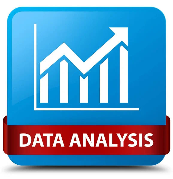 Datenanalyse (Statistik-Symbol) cyan blue square button red ribb — Stockfoto