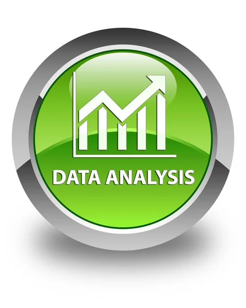 Analisis data (ikon statistik) tombol bulat hijau mengkilap — Stok Foto
