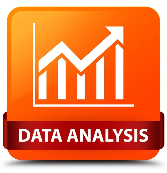 Data analys (statistik ikon) orange fyrkantsknappen rött band — Stockfoto